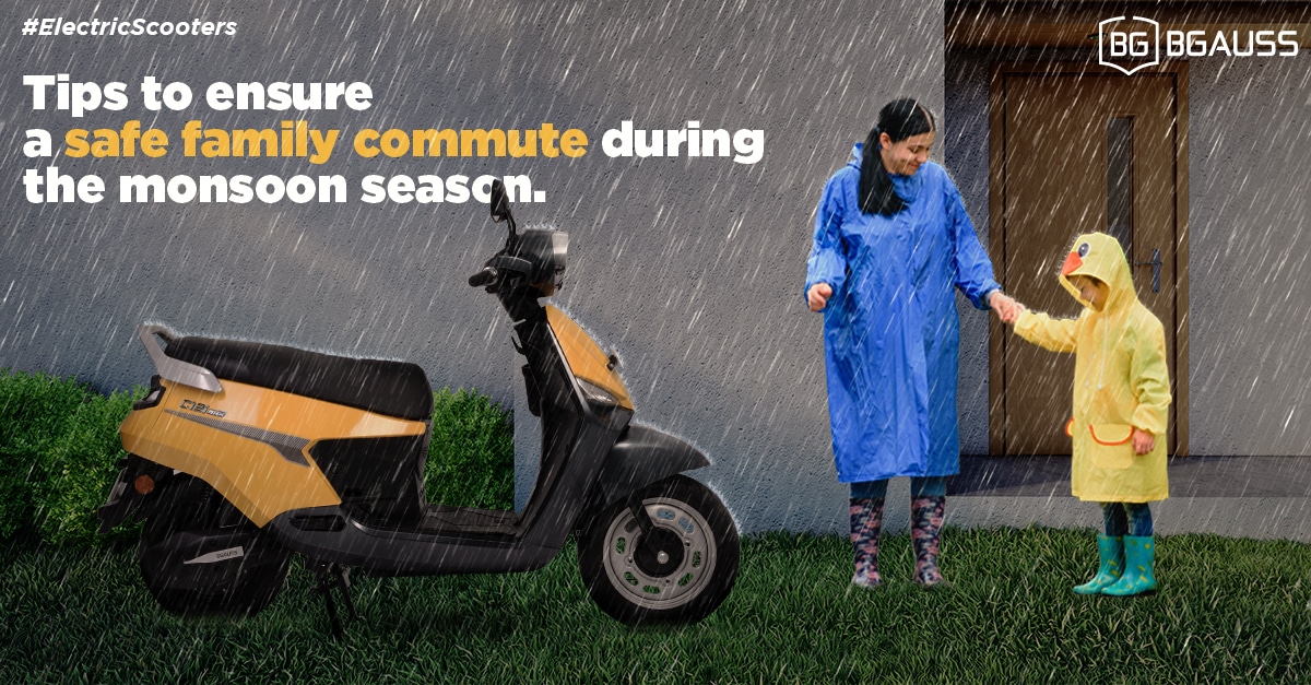 family commute during the monsoon season